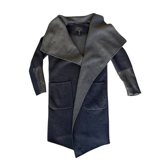 BCBGMAXAZRIA Wool Blend Open Front Coat Funnel Neck Detail Size S - Picture 4 of 9